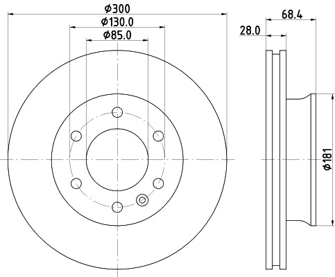 HELLA Brake Disc - 59432 - for e.g. DODGE / FREIGHTLINER / MERCEDES-BENZ 8DD355117-621
