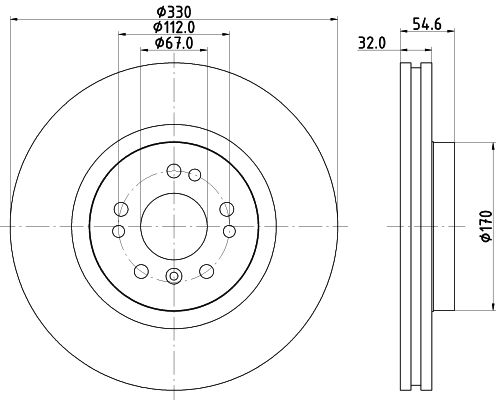 HELLA Brake Disc - 54506PRO_HC - for e.g. MERCEDES-BENZ 8DD355128-581