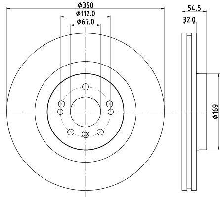 HELLA Brake Disc - 54507PRO_HC - for e.g. MERCEDES-BENZ 8DD355128-591