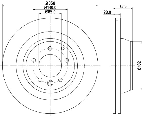 HELLA Brake Disc - 54514PRO_HC - for e.g. AUDI / PORSCHE / VOLKSWAGEN 8DD355129-721