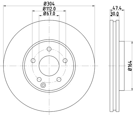 HELLA Brake Disc - 54521PRO_HC - for e.g. MERCEDES-BENZ 8DD355128-641