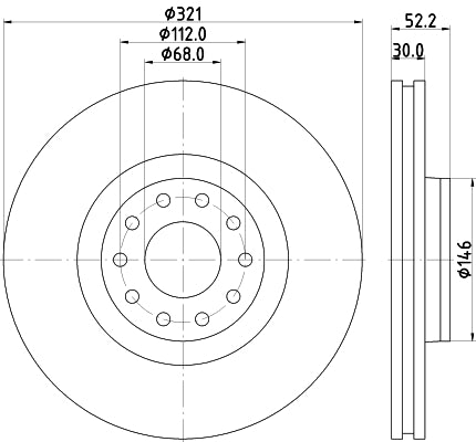 HELLA Brake Disc - 54547PRO_HC - for e.g. AUDI 8DD355128-661