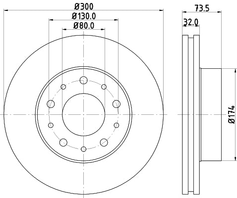HELLA Brake Disc - 54573PRO - for e.g. CITROEN / FIAT / PEUGEOT / RAM 8DD355125-261