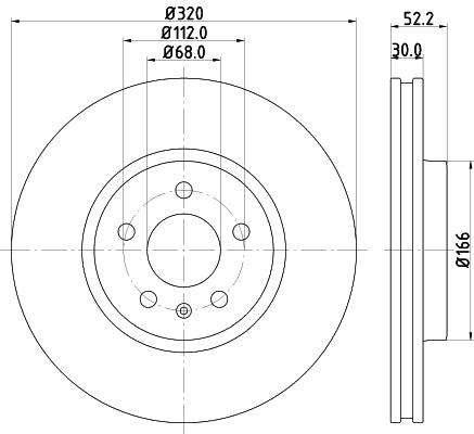 HELLA Brake Disc - 54600PRO_HC - for e.g. AUDI 8DD355128-721