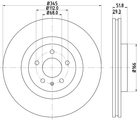 HELLA Brake Disc - 54602PRO_HC - for e.g. AUDI 8DD355128-731