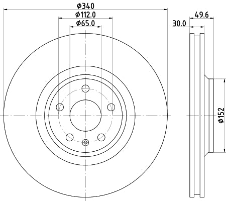 HELLA Brake Disc - 54605PRO_HC - for e.g. AUDI 8DD355129-701