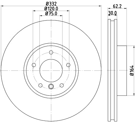 HELLA Brake Disc - 54608PRO_HC - for e.g. BMW 8DD355129-291