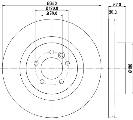 HELLA Brake Disc - 54620PRO - for e.g. LAND ROVER 8DD355118-871