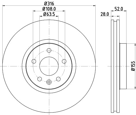 HELLA Brake Disc - 54623PRO - for e.g. FORD / LAND ROVER / VOLVO / VOLVO ASIA 8DD355118-891