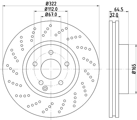 HELLA Brake Disc - 54634 - for e.g. MERCEDES-BENZ 8DD355114-231