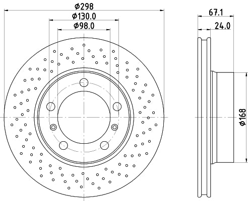 HELLA Brake Disc - 54652PRO_HC - for e.g. PORSCHE 8DD355126-881