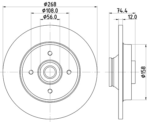 HELLA Brake Disc - 54687PRO - for e.g. CITROEN / PEUGEOT 8DD355123-261