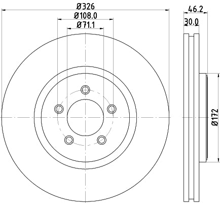 HELLA Brake Disc - 54735PRO_HC - for e.g. DAIMLER / JAGUAR 8DD355128-881