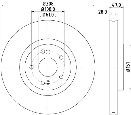 HELLA Brake Disc - 54740PRO_HC - for e.g. RENAULT 8DD355128-891