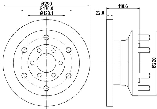 HELLA Brake Disc - 54754 - for e.g. IVECO 8DD355117-501