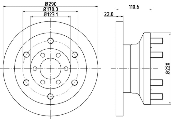 HELLA Brake Disc - 54754 - for e.g. IVECO 8DD355117-501
