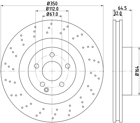 HELLA Brake Disc - 54764PRO - for e.g. MERCEDES-BENZ 8DD355115-401
