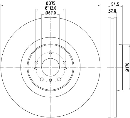 HELLA Brake Disc - 54766PRO_HC - for e.g. MERCEDES-BENZ 8DD355128-941