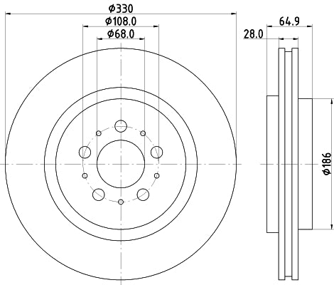 HELLA Brake Disc - 54783PRO - for e.g. VOLVO S60 I (384) R 2,5 T AWD 8DD355115-601
