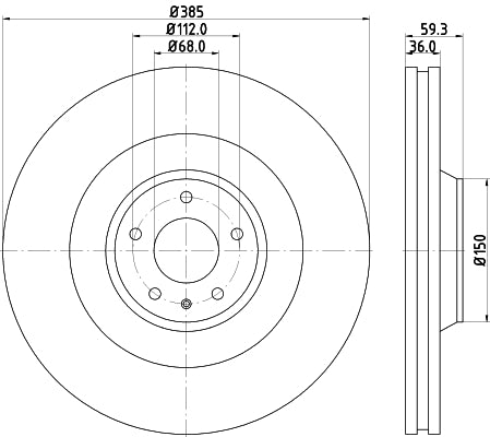 HELLA Brake Disc - 54842PRO_HC - for e.g. AUDI 8DD355129-031