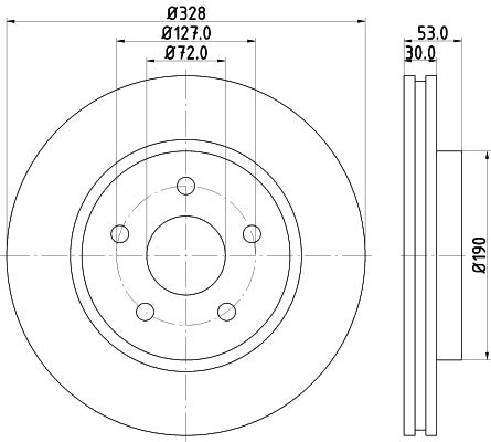 HELLA Brake Disc - 54845PRO - for e.g. JEEP 8DD355115-921