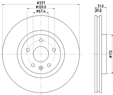 HELLA Brake Disc - 54871PRO - for e.g. OPEL / SAAB / VAUXHALL 8DD355116-051