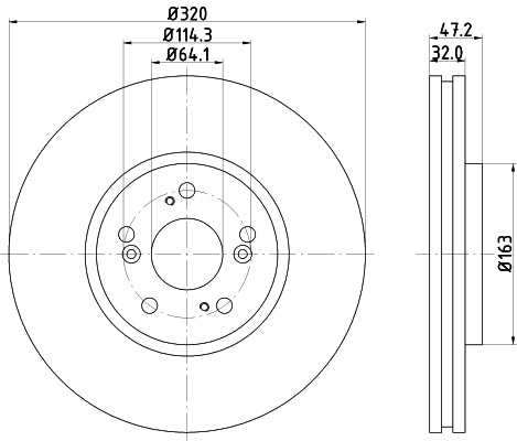 HELLA Brake Disc - 54949 - for e.g. HONDA 8DD355116-091