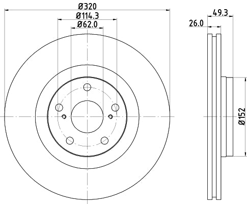 HELLA Brake Disc - 54953 - for e.g. TOYOTA 8DD355116-131