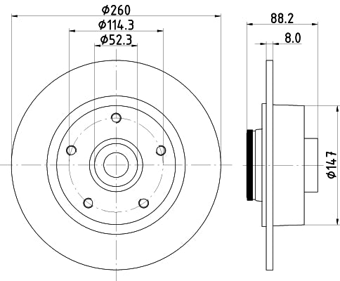 HELLA Brake Disc - 54959PRO - for e.g. RENAULT 8DD355123-341