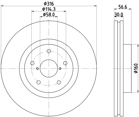 HELLA Brake Disc - 54992PRO - for e.g. SUBARU 8DD355116-361