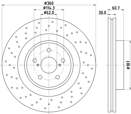 HELLA Brake Disc - 54997PRO_HC - for e.g. LEXUS 8DD355129-851