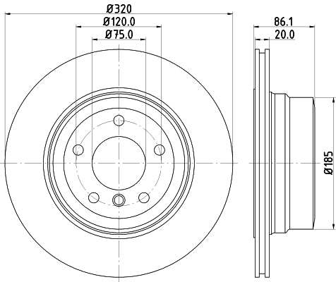 HELLA Brake Disc - 55020PRO - for e.g. BMW 8DD355119-201