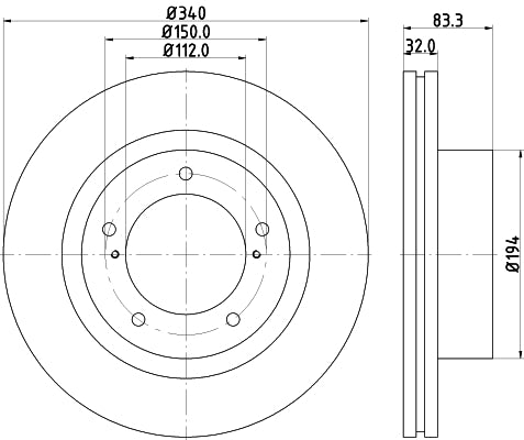 HELLA Brake Disc - 55046PRO - for e.g. LEXUS / TOYOTA 8DD355116-551