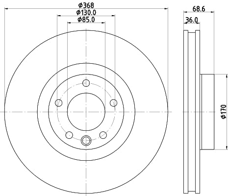 HELLA Brake Disc - 55136PRO - for e.g. PORSCHE CAYENNE (9PA) Turbo S 4.8 8DD355119-521