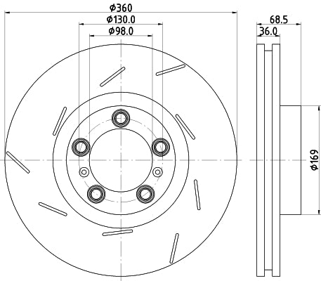 HELLA Brake Disc - 55137PRO_HC - for e.g. PORSCHE 8DD355133-661