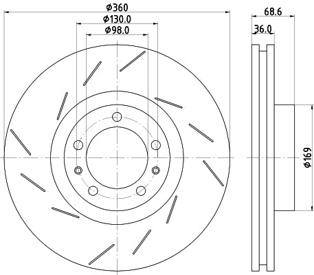 HELLA Brake Disc - 55139PRO_HC - for e.g. PORSCHE 8DD355133-631
