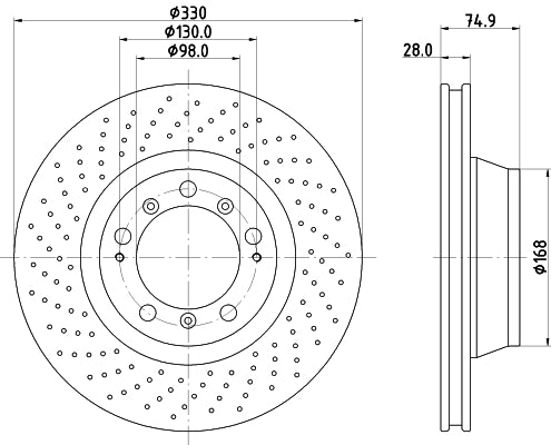 HELLA Brake Disc - 55189PRO_HC - for e.g. PORSCHE 8DD355135-051