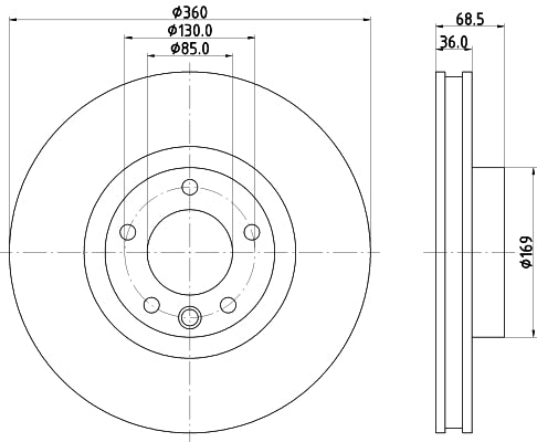 HELLA Brake Disc - 55195PRO_HC - for e.g. PORSCHE / VOLKSWAGEN 8DD355123-191