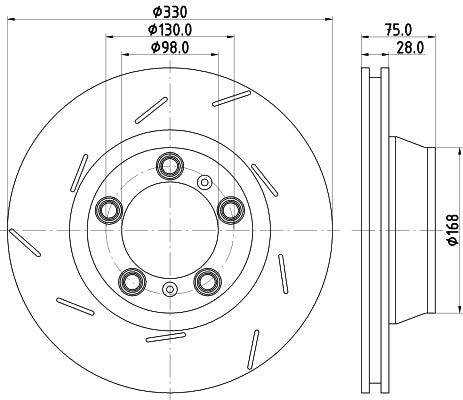 HELLA Brake Disc - 55143PRO_HC - for e.g. PORSCHE 8DD355133-671