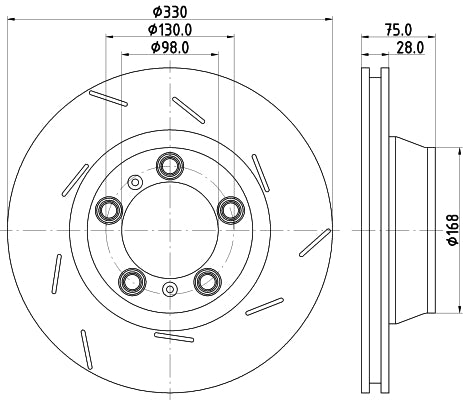 HELLA Brake Disc - 55145PRO_HC - for e.g. PORSCHE 8DD355133-601