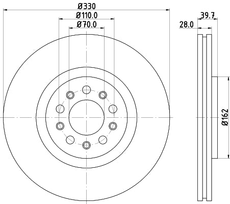 HELLA Brake Disc - 55209PRO - for e.g. ALFA ROMEO 8DD355116-651
