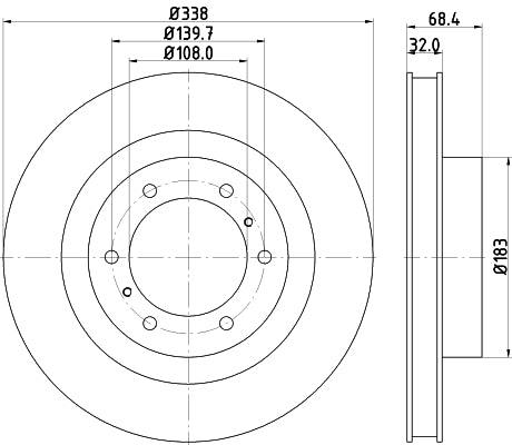 HELLA Brake Disc - 55239PRO_HC - for e.g. LEXUS / TOYOTA 8DD355129-861