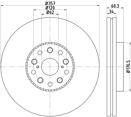 HELLA Brake Disc - 55242PRO - for e.g. LEXUS 8DD355116-911