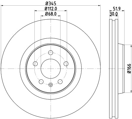 HELLA Brake Disc - 55292PRO - for e.g. AUDI / PORSCHE 8DD355117-181