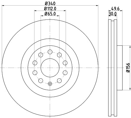 HELLA Brake Disc - 55298PRO_HC - for e.g. AUDI / CUPRA / SEAT / SKODA / VOLKSWAGEN 8DD355129-241