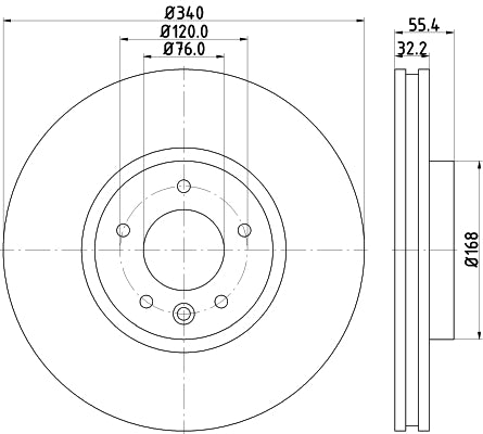HELLA Brake Disc - 55303PRO_HC - for e.g. VOLKSWAGEN 8DD355129-251