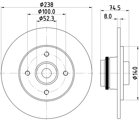 HELLA Brake Disc - 55317PRO - for e.g. RENAULT 8DD355123-431