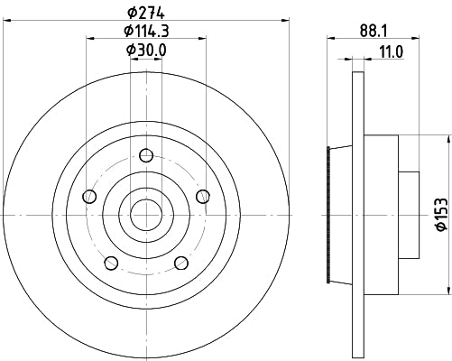 HELLA Brake Disc - 55326PRO - for e.g. RENAULT 8DD355117-351