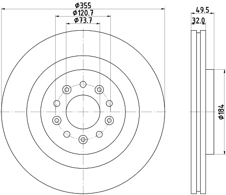 HELLA Brake Disc - 55346PRO_HC - for e.g. DAIMLER / JAGUAR 8DD355129-271