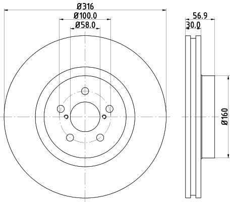 HELLA Brake Disc - 55365PRO - for e.g. SUBARU OUTBACK (BR) 2.0 D AWD 8DD355117-921